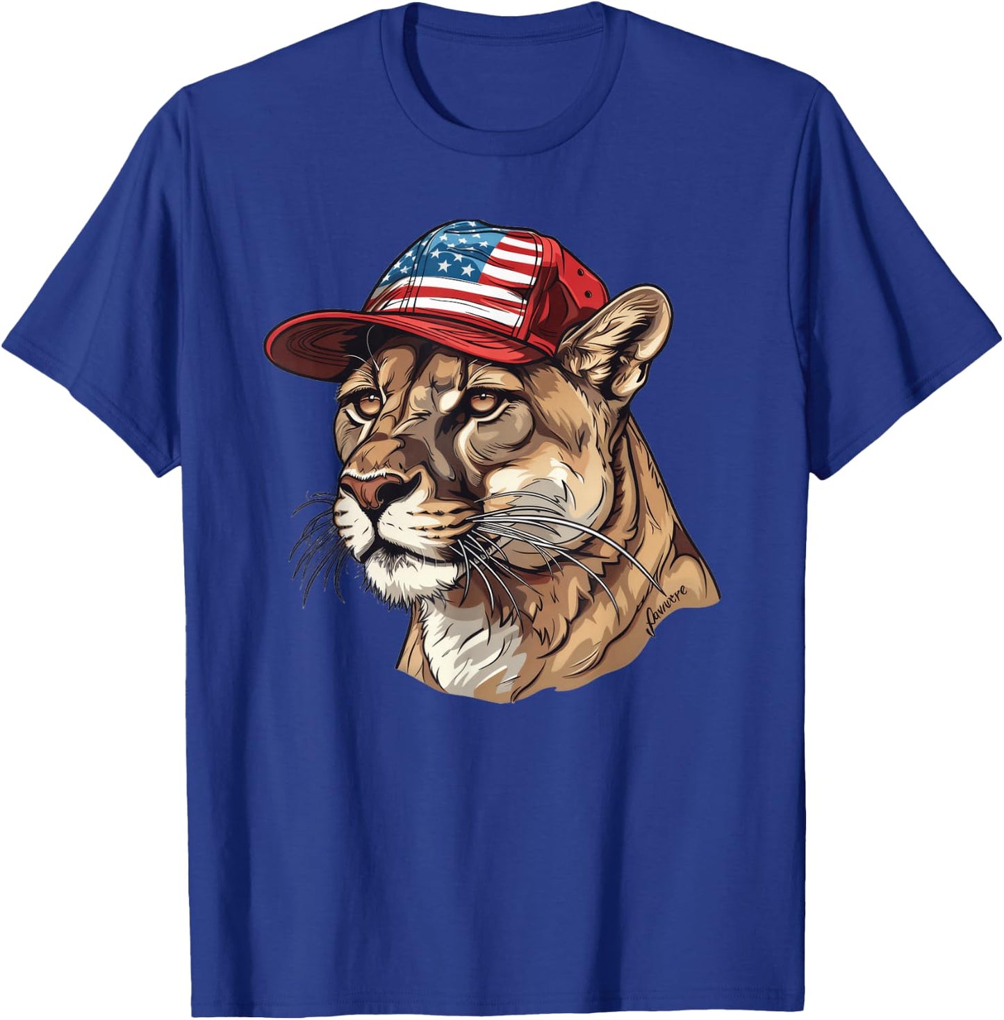 Mountain Lion With USA Hat T-Shirt - T-Shirt | Royal