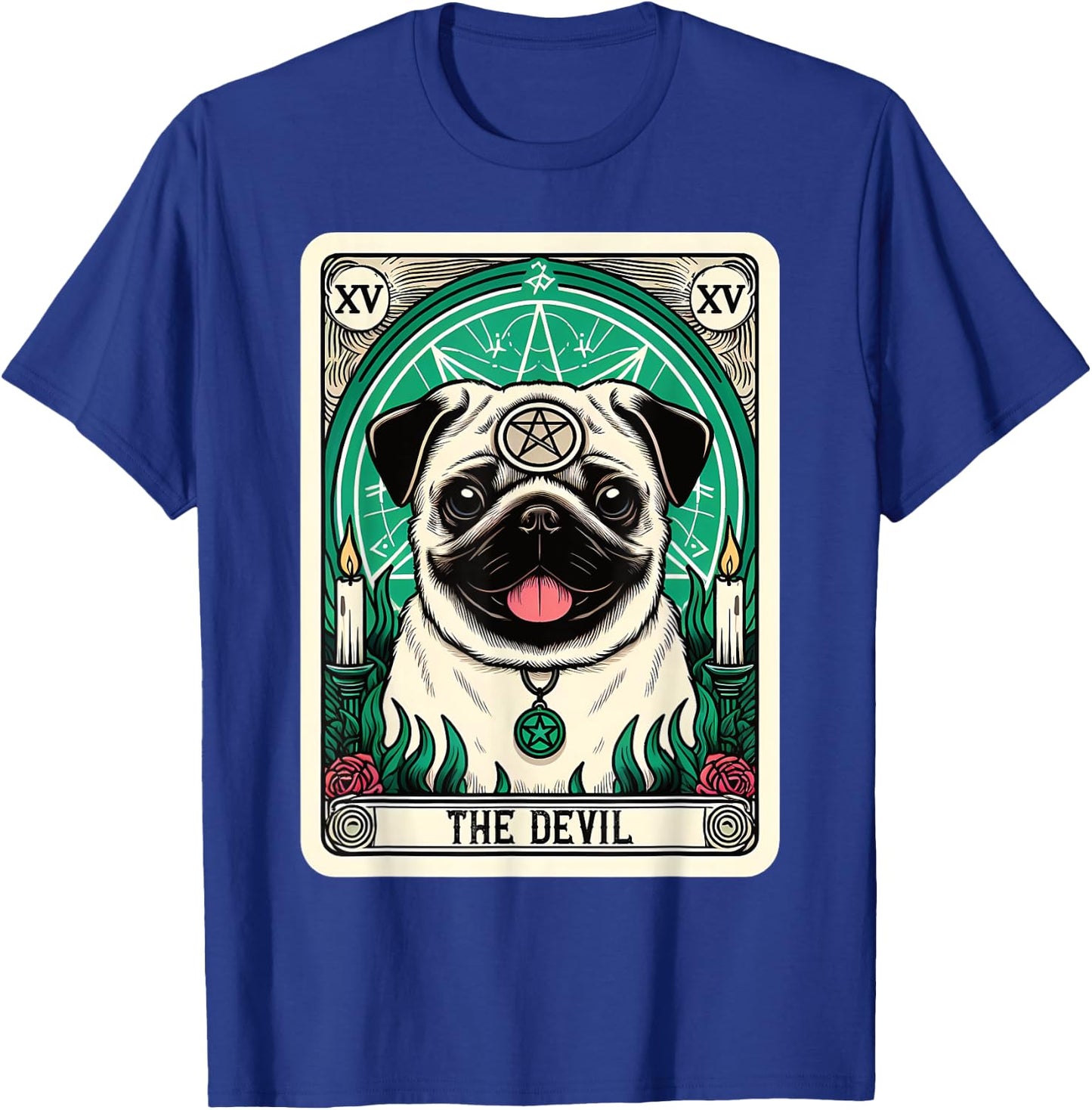 Tarot Card Dog The Devil, Satanic Goth Halloween Pug Women T-Shirt - T-Shirt | Royal