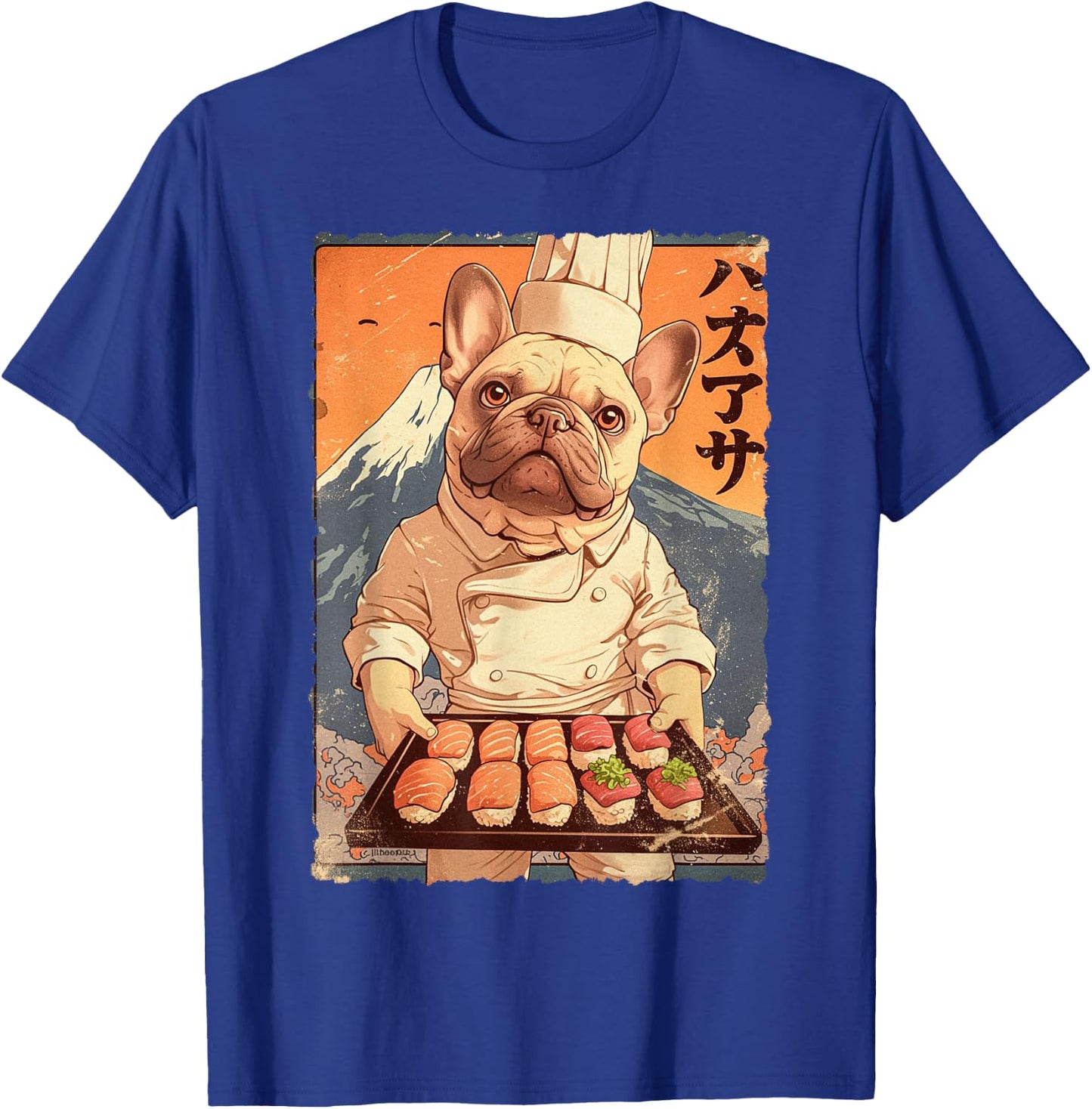 Cute Japanese Food Anime Art French Bulldog Sushi Chef Otaku Women Kids T-Shirt - T-Shirt | Royal