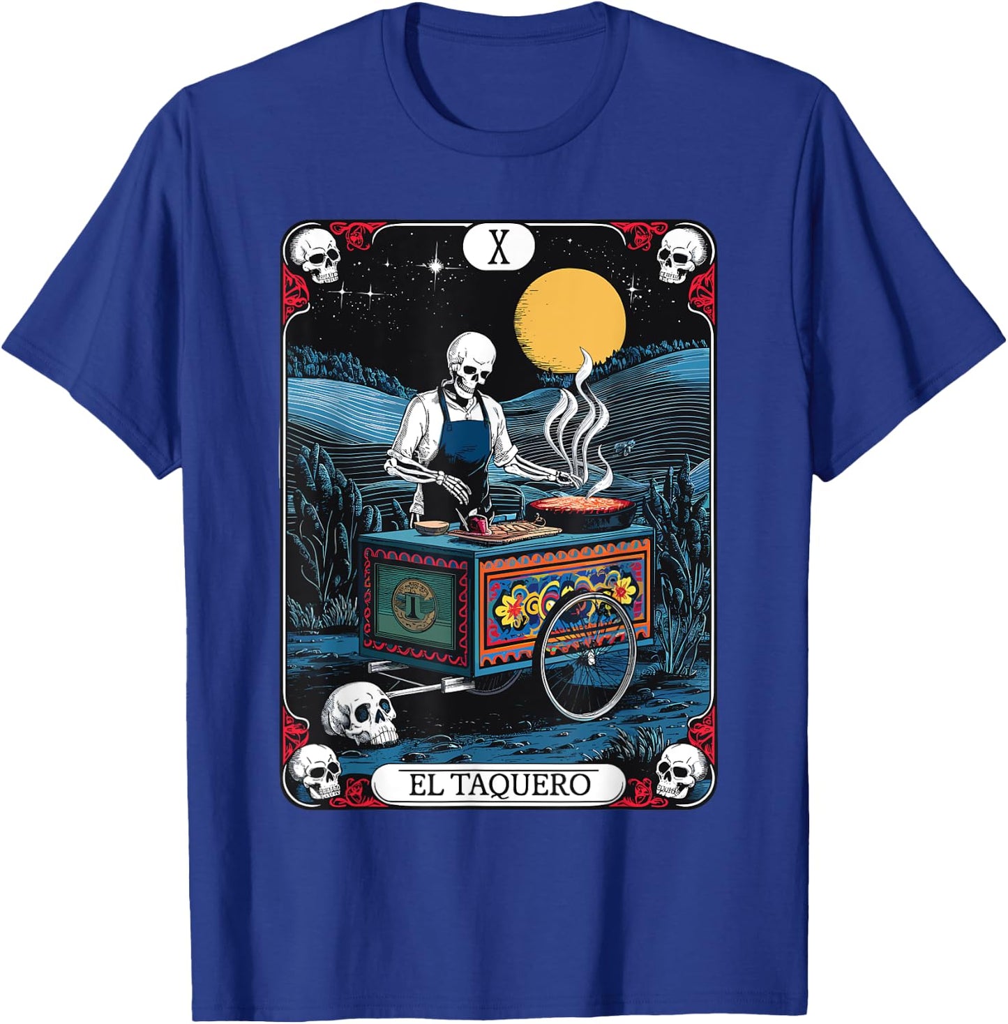 Gothic Tarot El Taquero Skeleton Taco Chef T-Shirt - T-Shirt | Royal