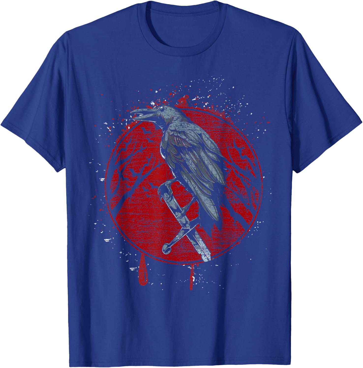 Halloween Raven Red Moon Spooky Night Crow T-Shirt - T-Shirt | Royal