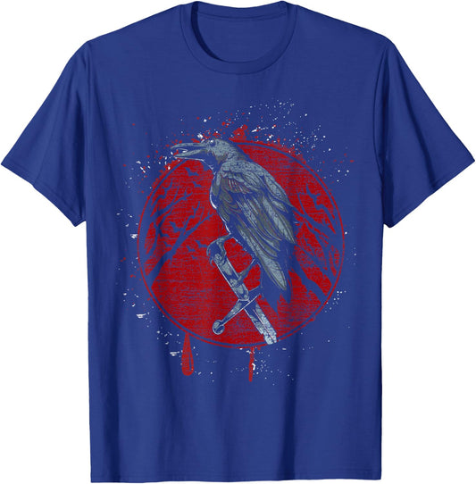 Halloween Raven Red Moon Spooky Night Crow T-Shirt - T-Shirt | Royal
