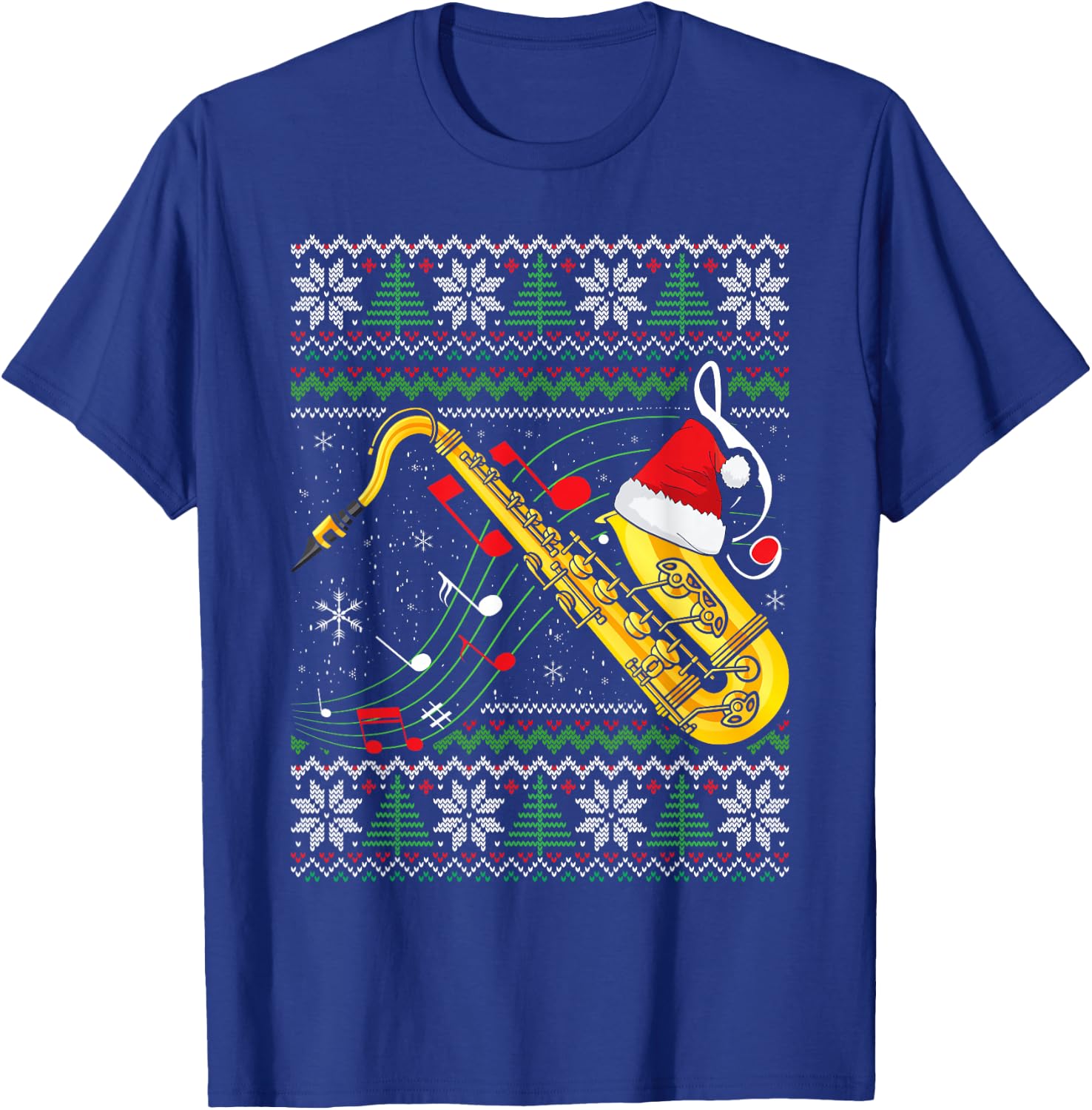 Saxophone Music Lover Xmas Ugly Saxophone Christmas T-Shirt - T-Shirt | Royal