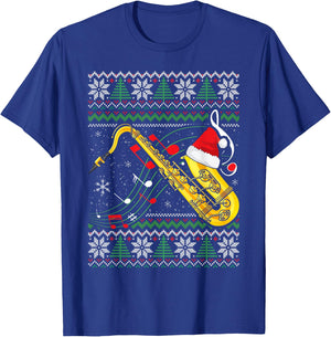 Saxophone Music Lover Xmas Ugly Saxophone Christmas T-Shirt - T-Shirt | Royal