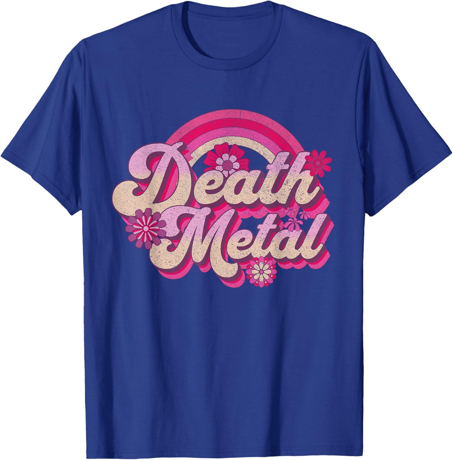 Funny Retro Vintage Music Metalhead Pink Rainbow Death Metal T-Shirt - T-Shirt | Royal