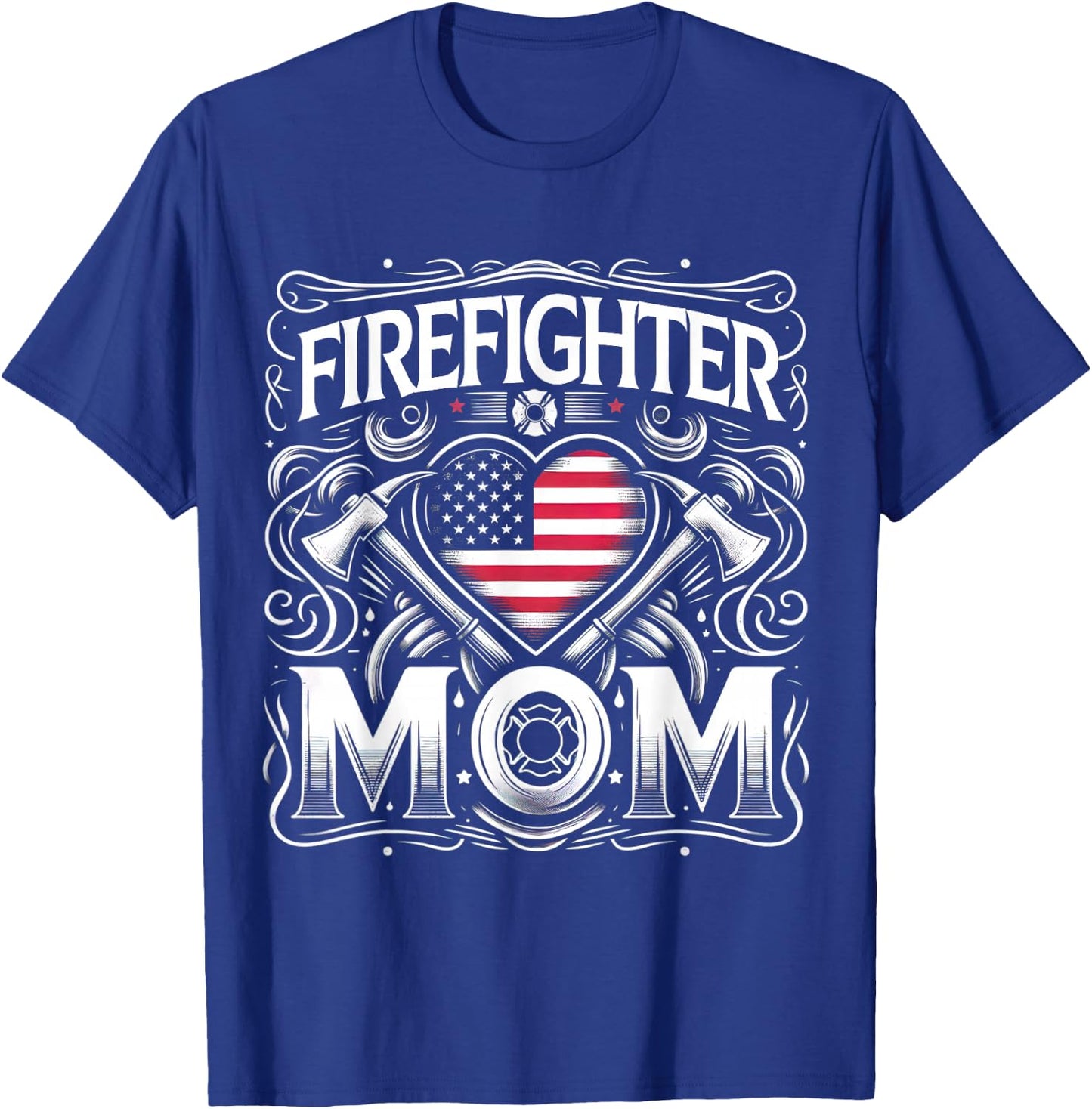 Firefighter Mom Shirt Proud Mother Design Thin Red Line T-Shirt - T-Shirt | Royal