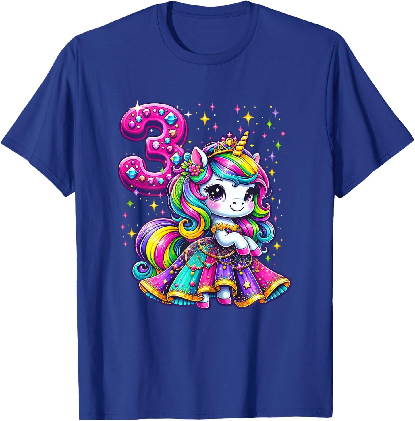 Unicorn Princess 3rd Birthday 3 Year Old Party Girls Outfit T-Shirt - T-Shirt | Royal
