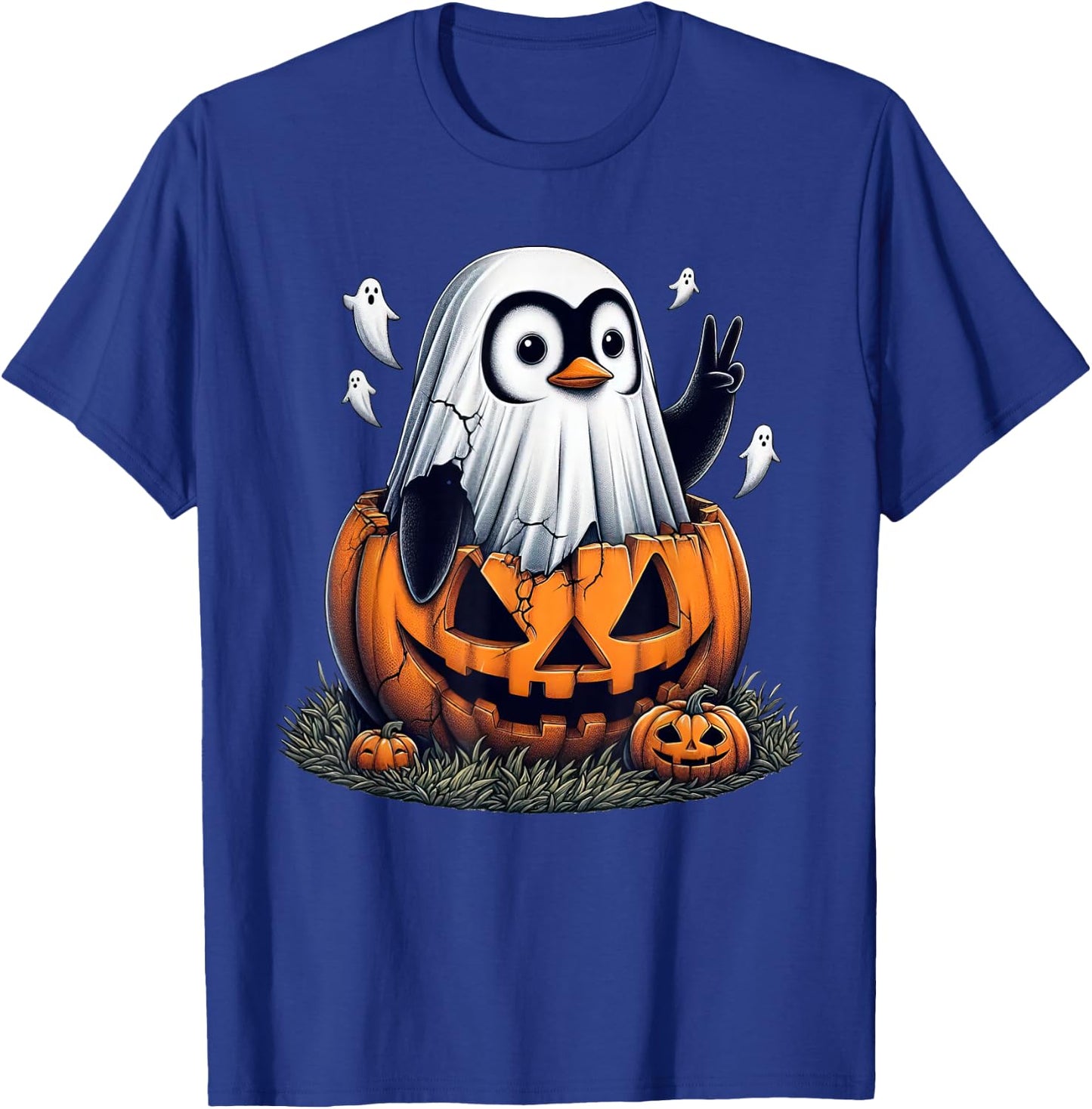 Funny Penguin Boo Halloween Ghost Kids T-Shirt - T-Shirt | Royal