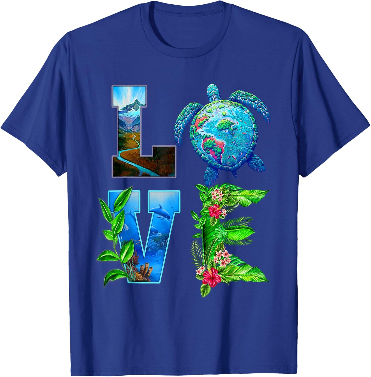 Love World Earth Day Planet Anniversary Turtle T-Shirt - T-Shirt | Royal