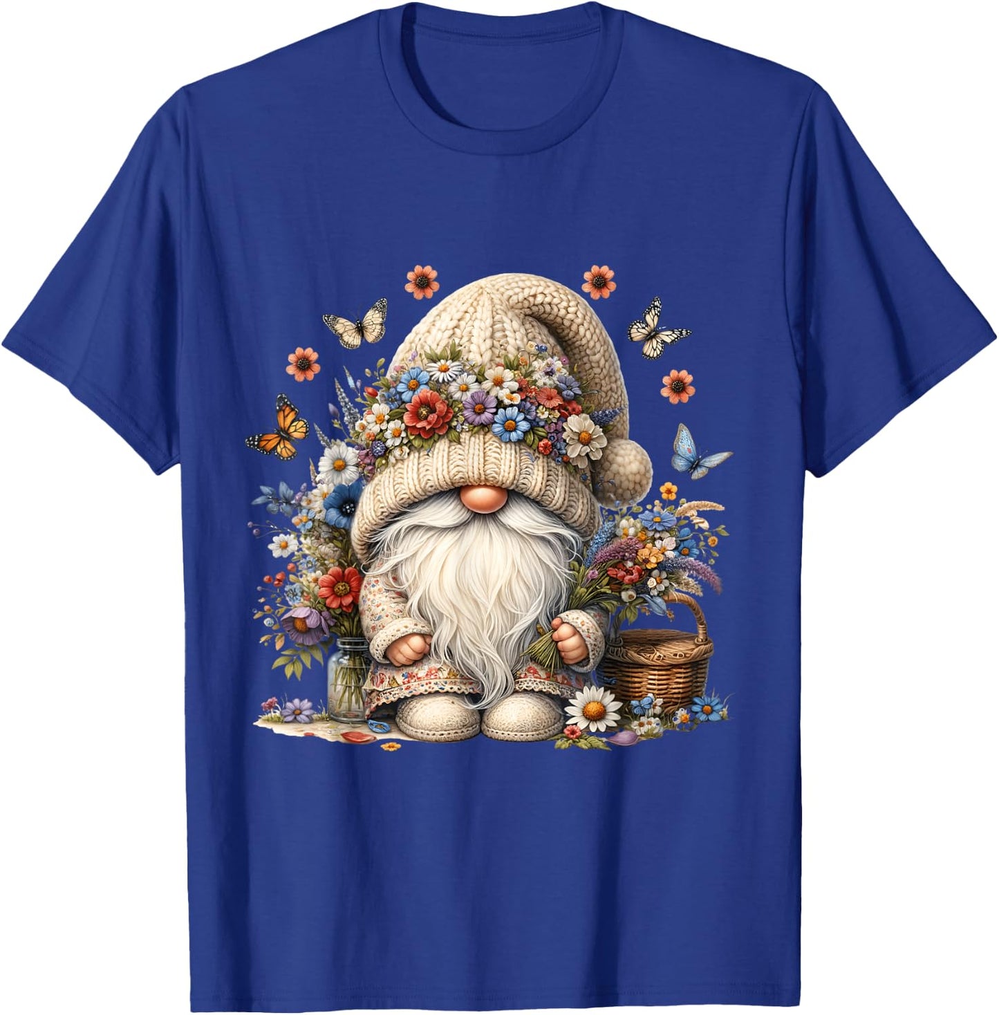 Wildflower Butterfly Gnome In Summer Boho Dress Cute Floral T-Shirt - T-Shirt | Royal