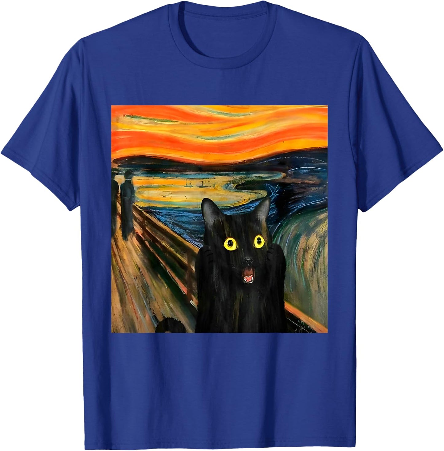 The Scream Black Cat by Munch Edvard Famous Painting Funny T-Shirt - T-Shirt | Royal