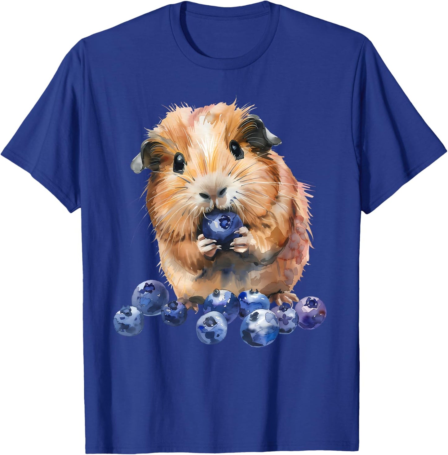 Blueberry Guinea Pig Watercolor Drawing Blueberry Fruit T-Shirt - T-Shirt | Royal