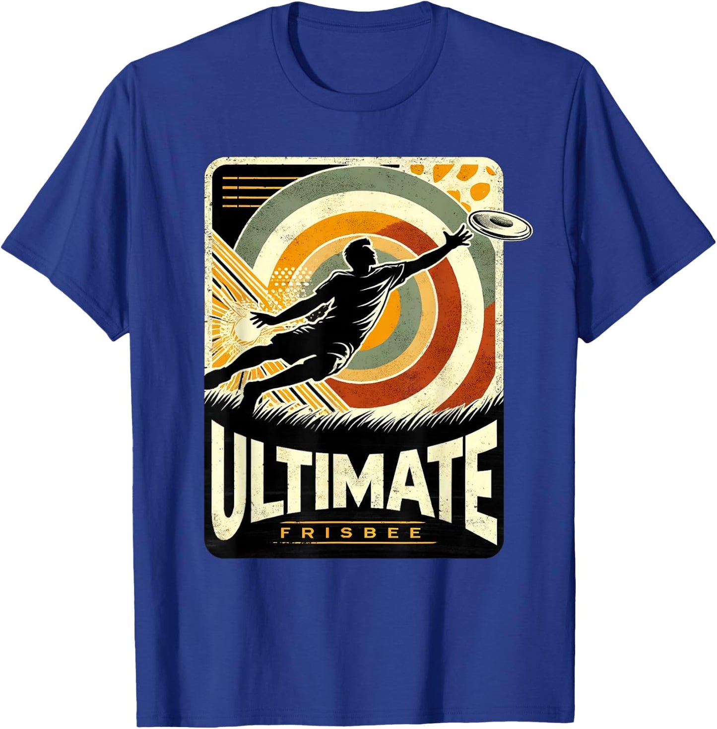 Retro Ultimate Frisbee Player Men Women Vintage Flying Disc T-Shirt - T-Shirt | Royal
