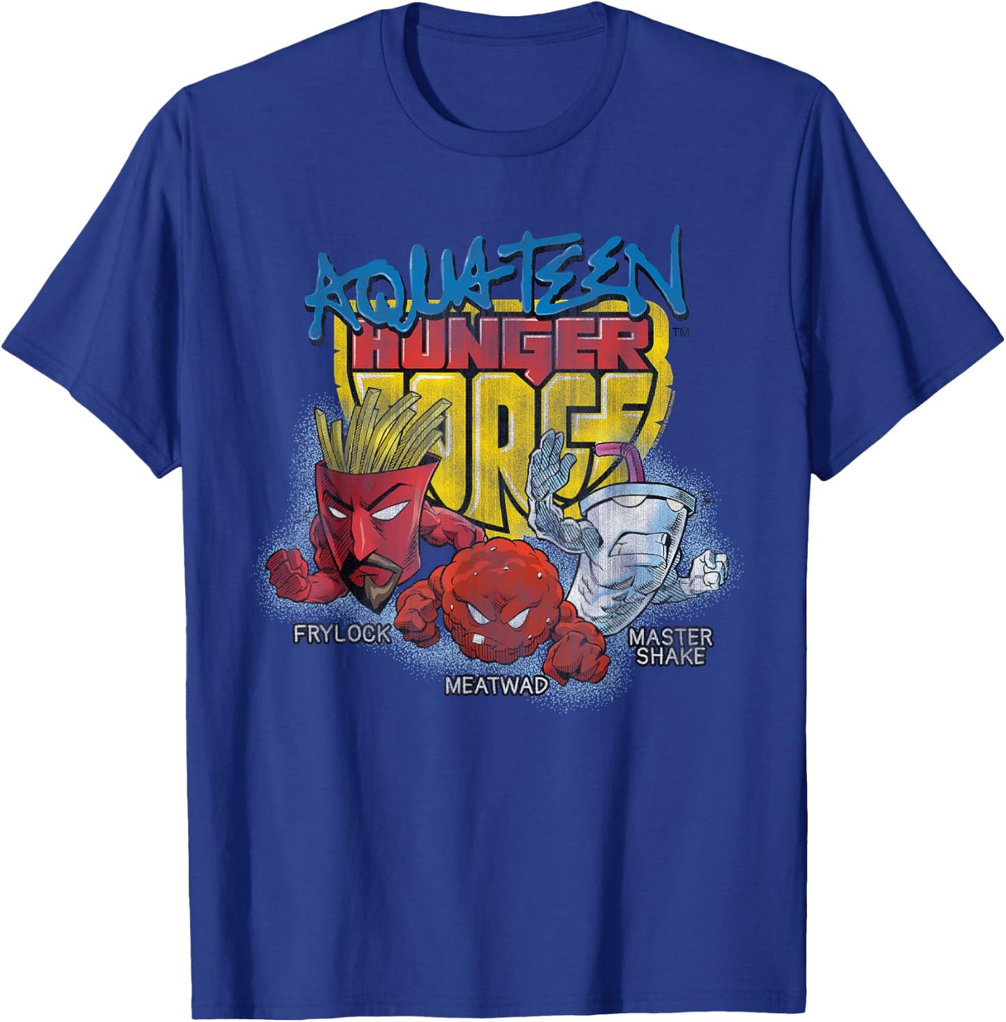Aqua Teen Hunger Force Group Shield Logo Adult Swim Cartoon T-Shirt - T-Shirt | Royal