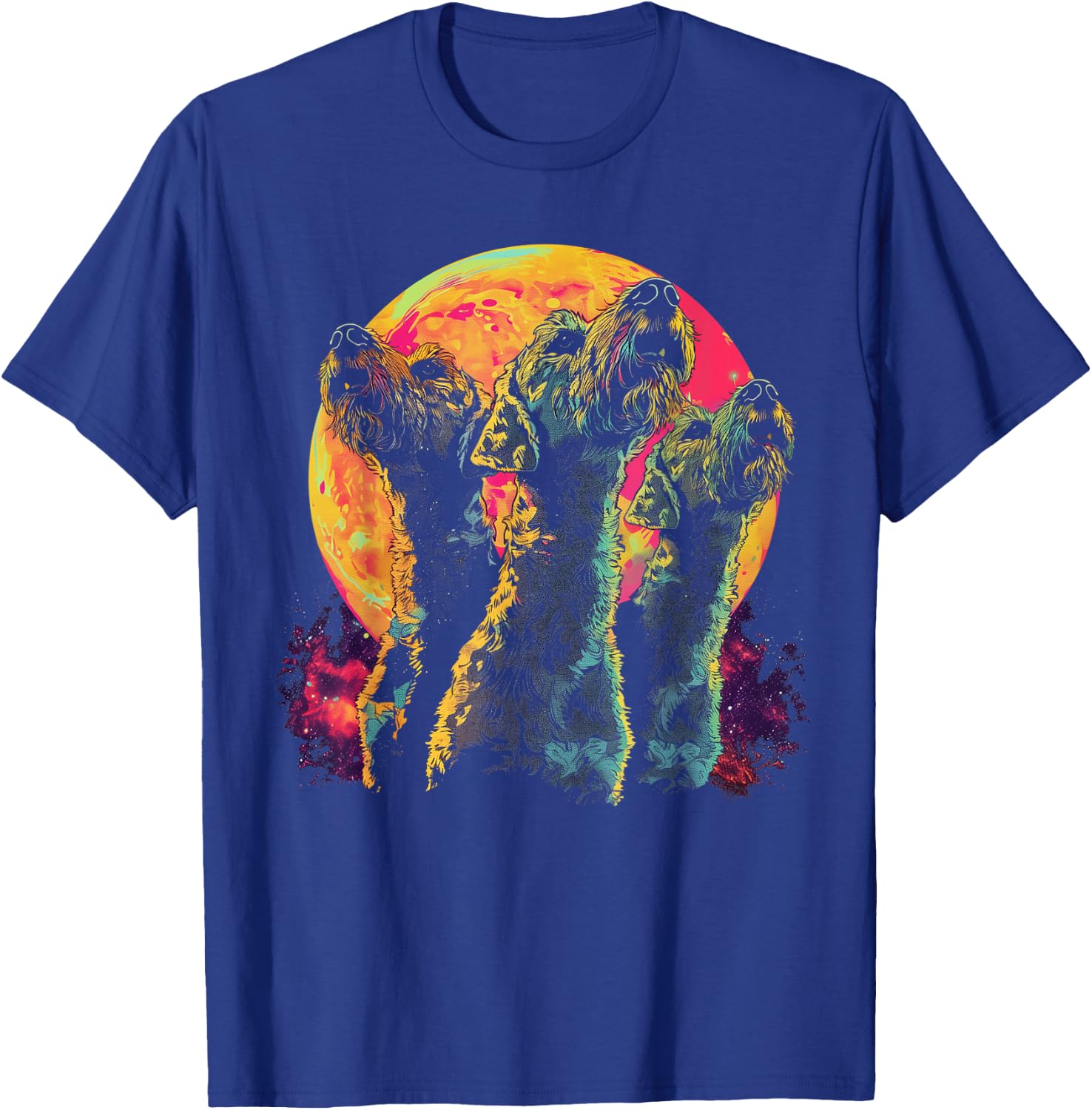 Airedale Terrier Dog Howling Moon T-Shirt - T-Shirt | Royal
