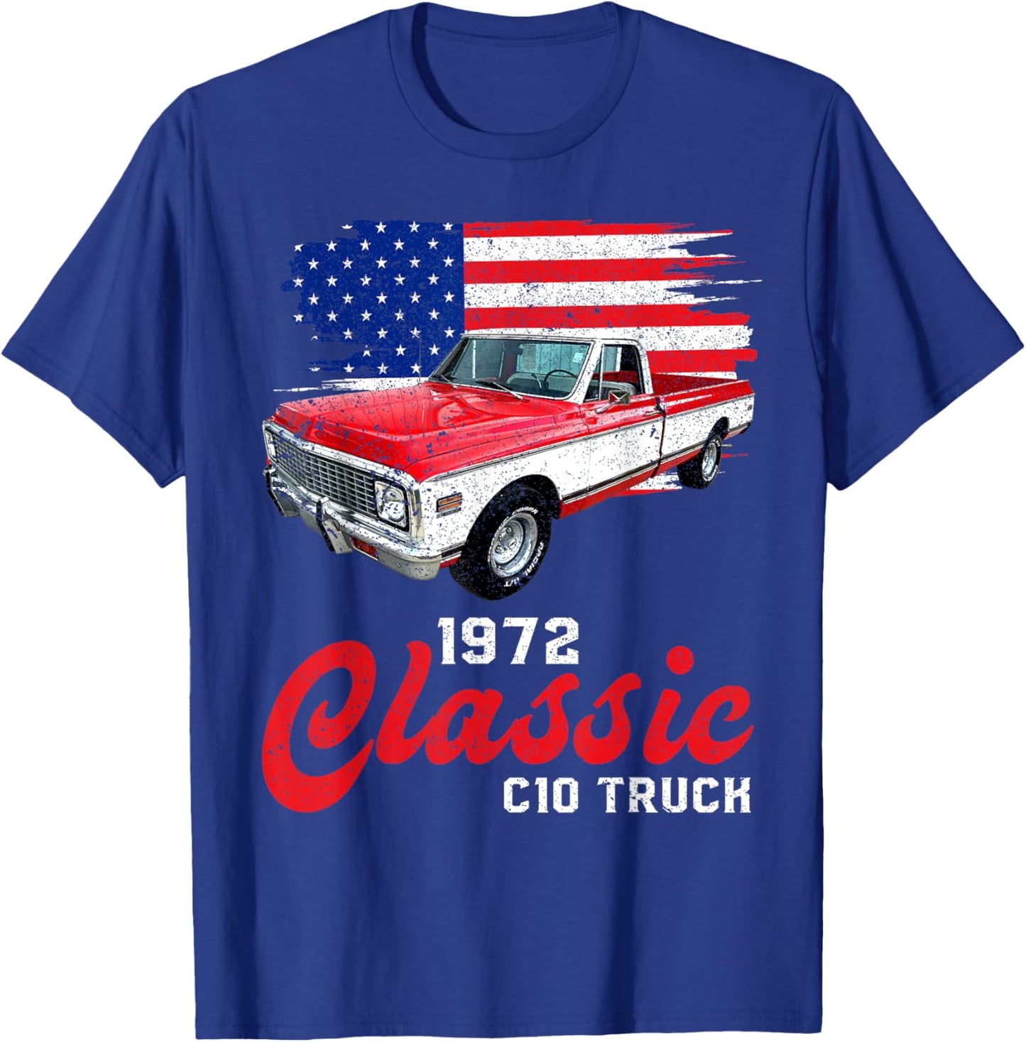 1972 72 c10 truck American Flag T-Shirt - T-Shirt | Royal