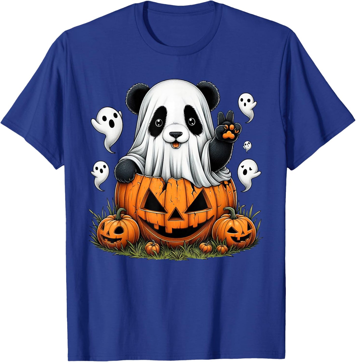 Funny Panda Ghost Boo Halloween Panda Kids T-Shirt - T-Shirt | Royal