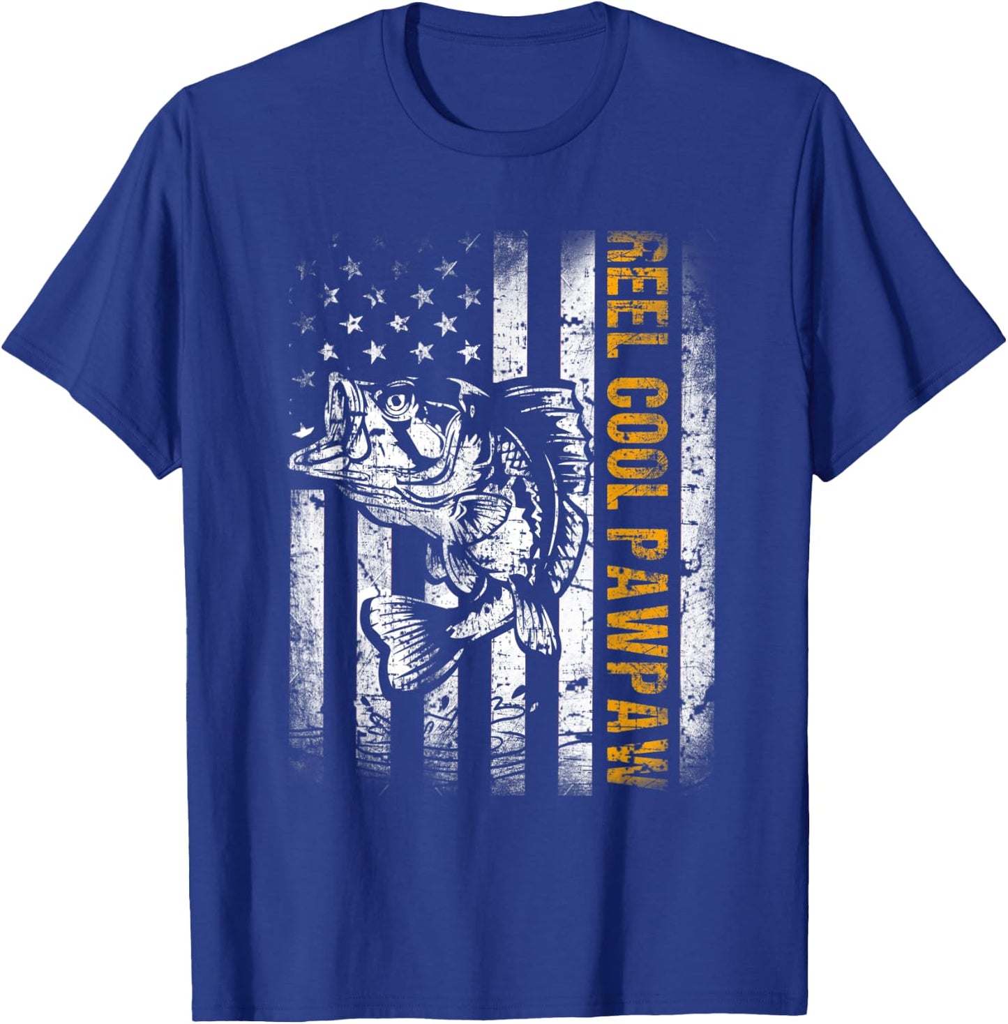 Reel Cool Pawpaw Shirt American Flag Fishing Father's Day T-Shirt - T-Shirt | Royal