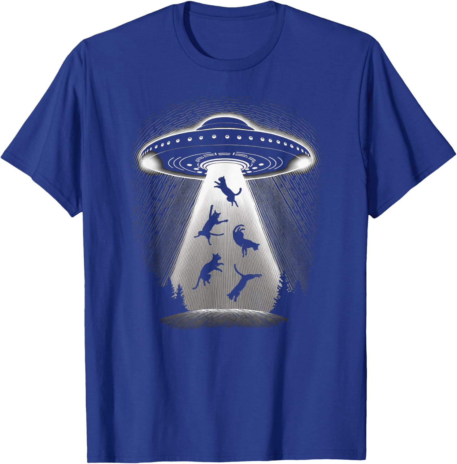 UFO Captures Kitty Cats The Only Intelligent Earth Life T-Shirt - T-Shirt | Royal