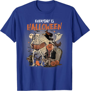 Everyday Is Halloween Spooky Monsters Skeleton Witch Pumpkin T-Shirt - T-Shirt | Royal