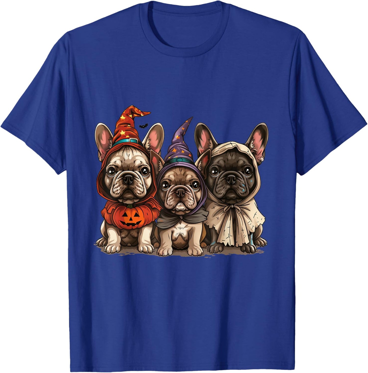 Cute French Bulldogs Halloween Pumpkin Frenchie Puppy Dogs T-Shirt - T-Shirt | Royal