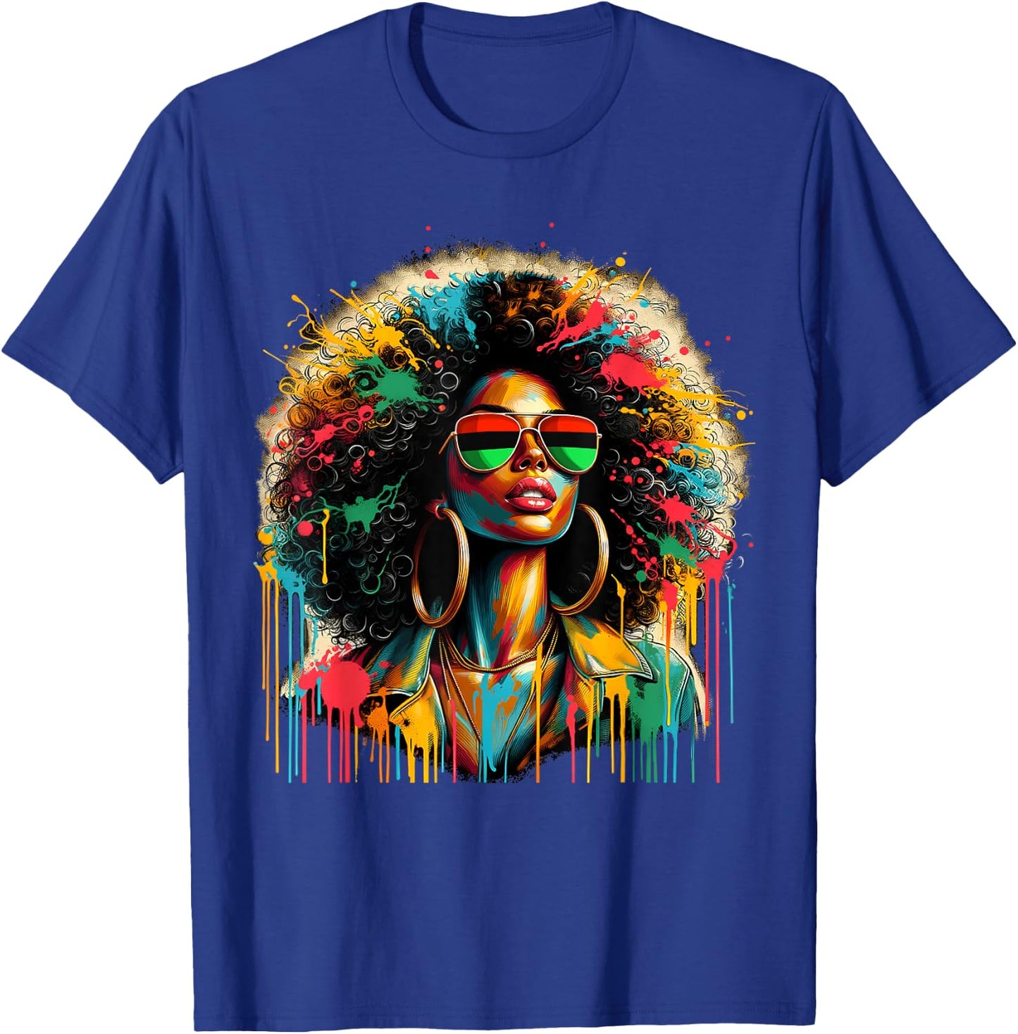 Juneteenth Black Queen Afro African Melanin Dripping T-Shirt - T-Shirt | Royal