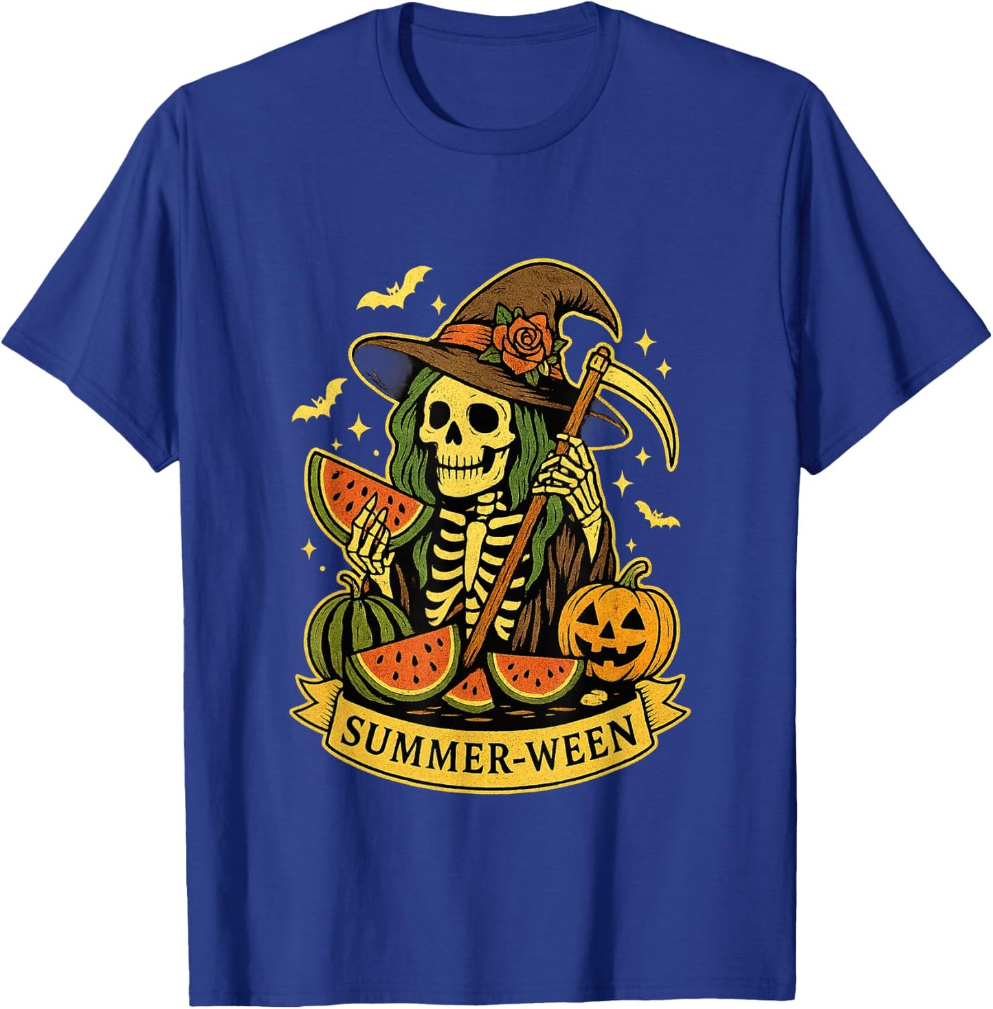 Summer-Ween Spooky Summer Halloween Skeleton Witch T-Shirt - T-Shirt | Royal