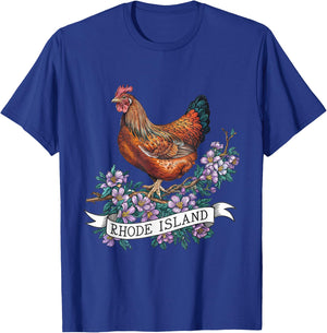Rhode Island Red Chicken Bird and Violet Flower T-Shirt - T-Shirt | Royal