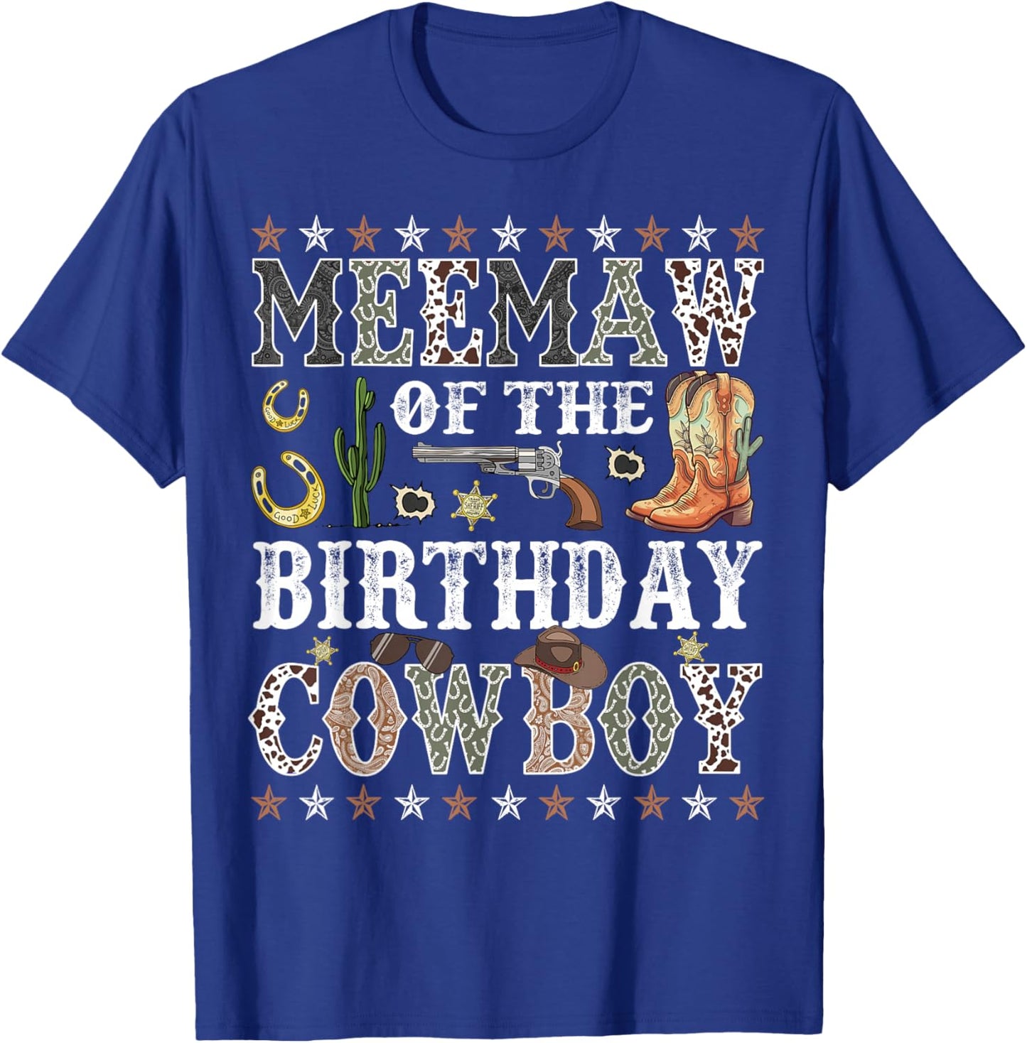 Meemaw Of The Birthday Cowboy Rodeo Meemaw T-Shirt - T-Shirt | Royal