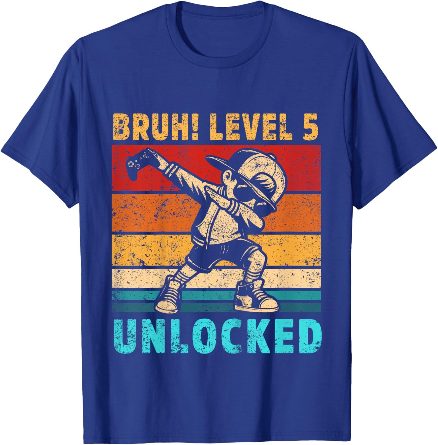Kids 5 Year Old Birthday Dabbing Boy Bruh 5th level unlocked T-Shirt - T-Shirt | Royal