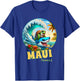 Maui Hawaii Surfing Sea Turtle and Shark T-Shirt - T-Shirt | Royal