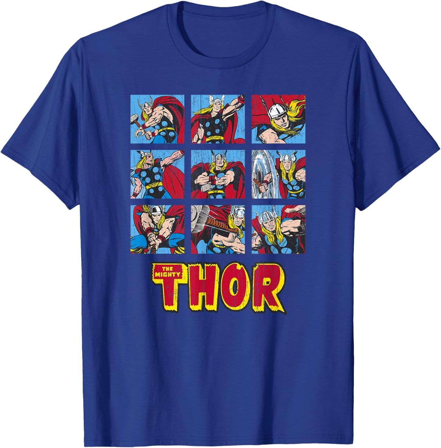 Marvel Avengers Vintage Thor Comic Battle Scenes T-Shirt - T-Shirt | Royal