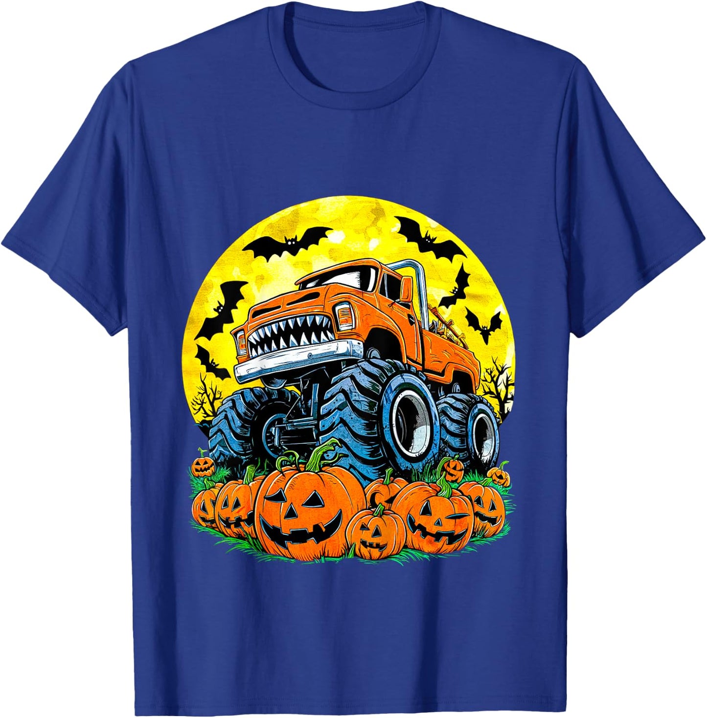 Monster Truck Halloween Jack O Lantern Moon Pumpkin Toddler T-Shirt - T-Shirt | Royal