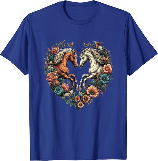 Horse Love Heart Equestrian Horse Rider Lovers T-Shirt - T-Shirt | Royal