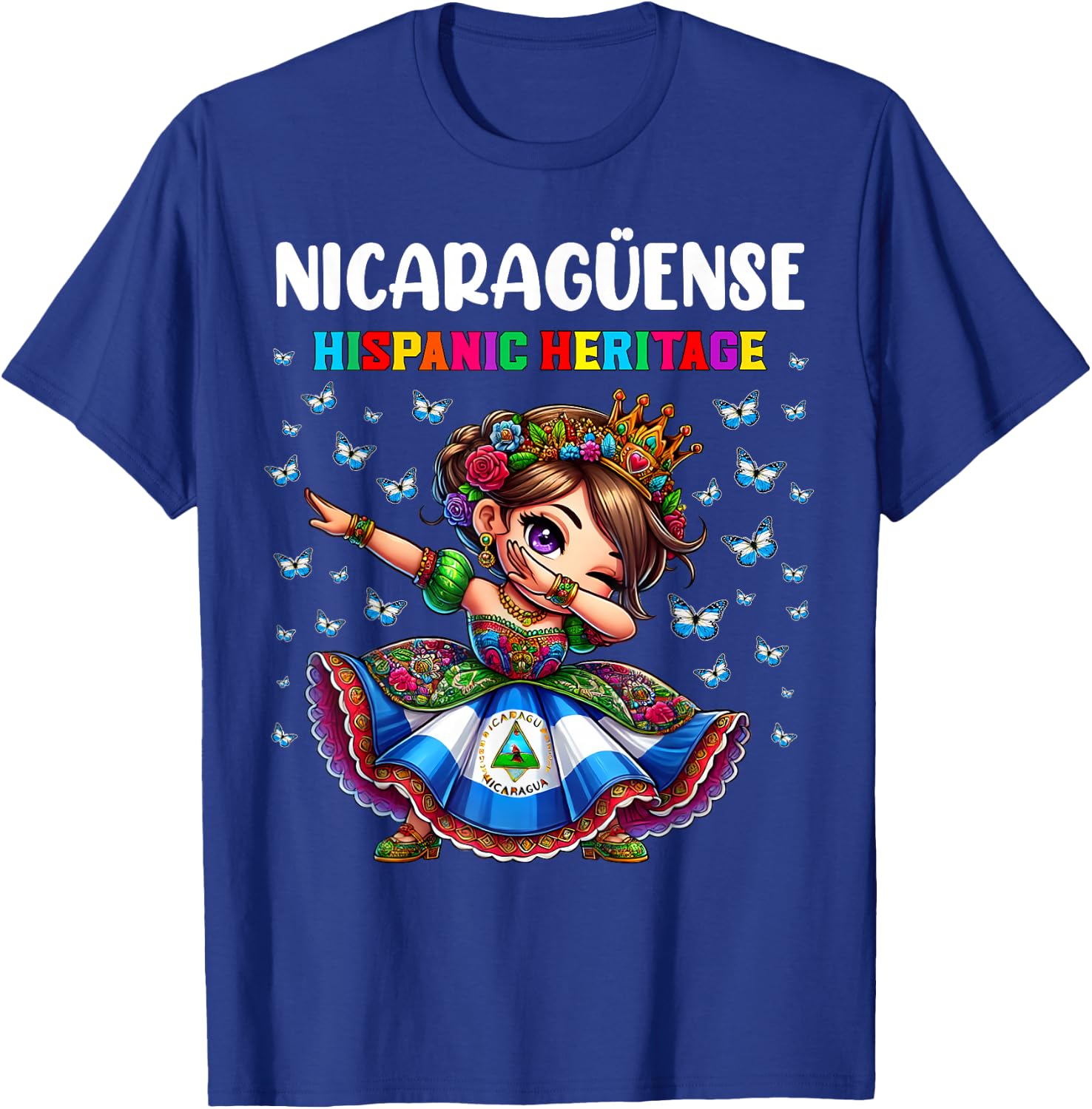Nicaragua Hispanic Heritage Month Celebration girls kids T-Shirt - T-Shirt | Royal
