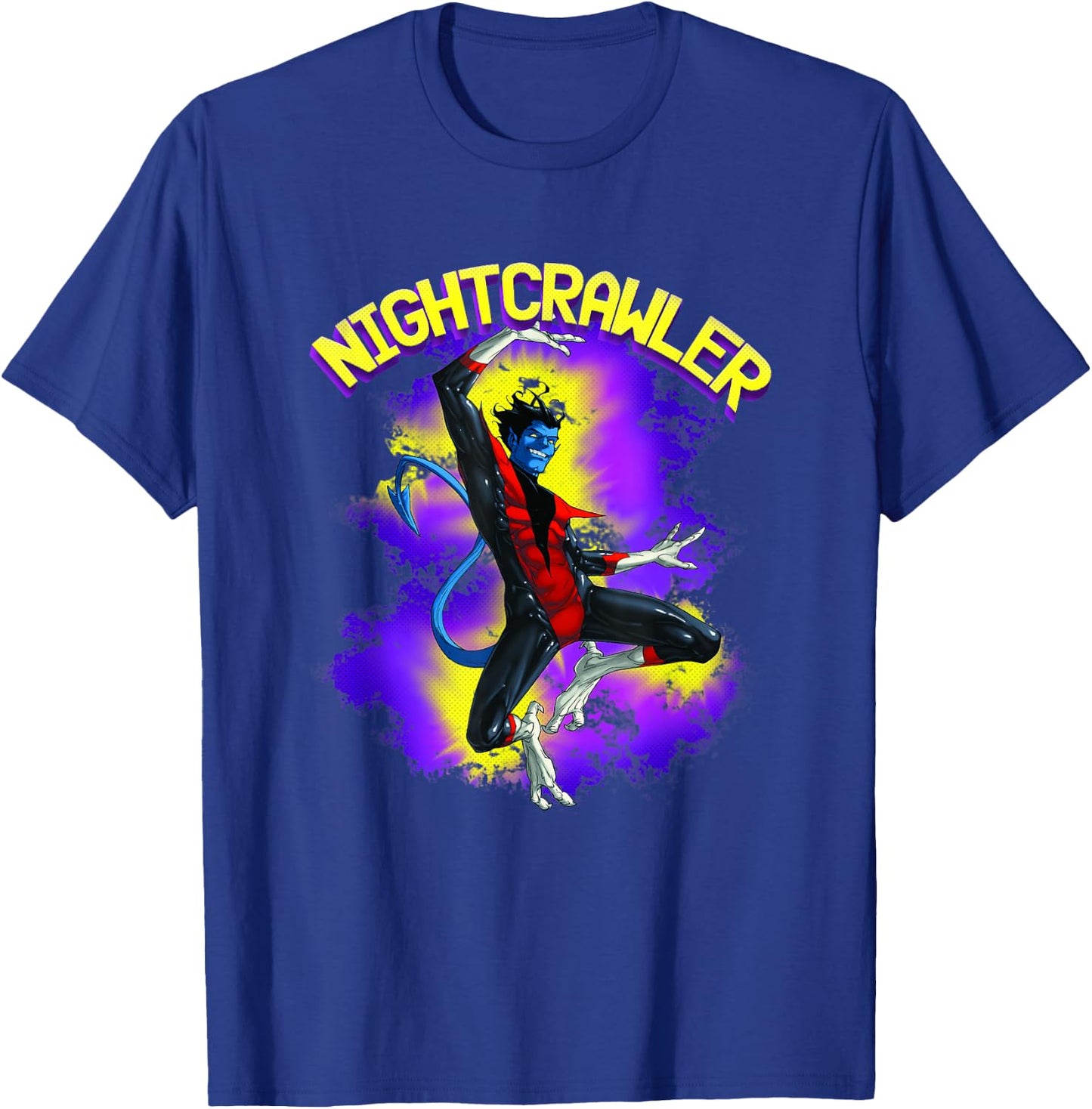 Marvel X-Men Nightcrawler Epic Leap Retro Logo T-Shirt - T-Shirt | Royal