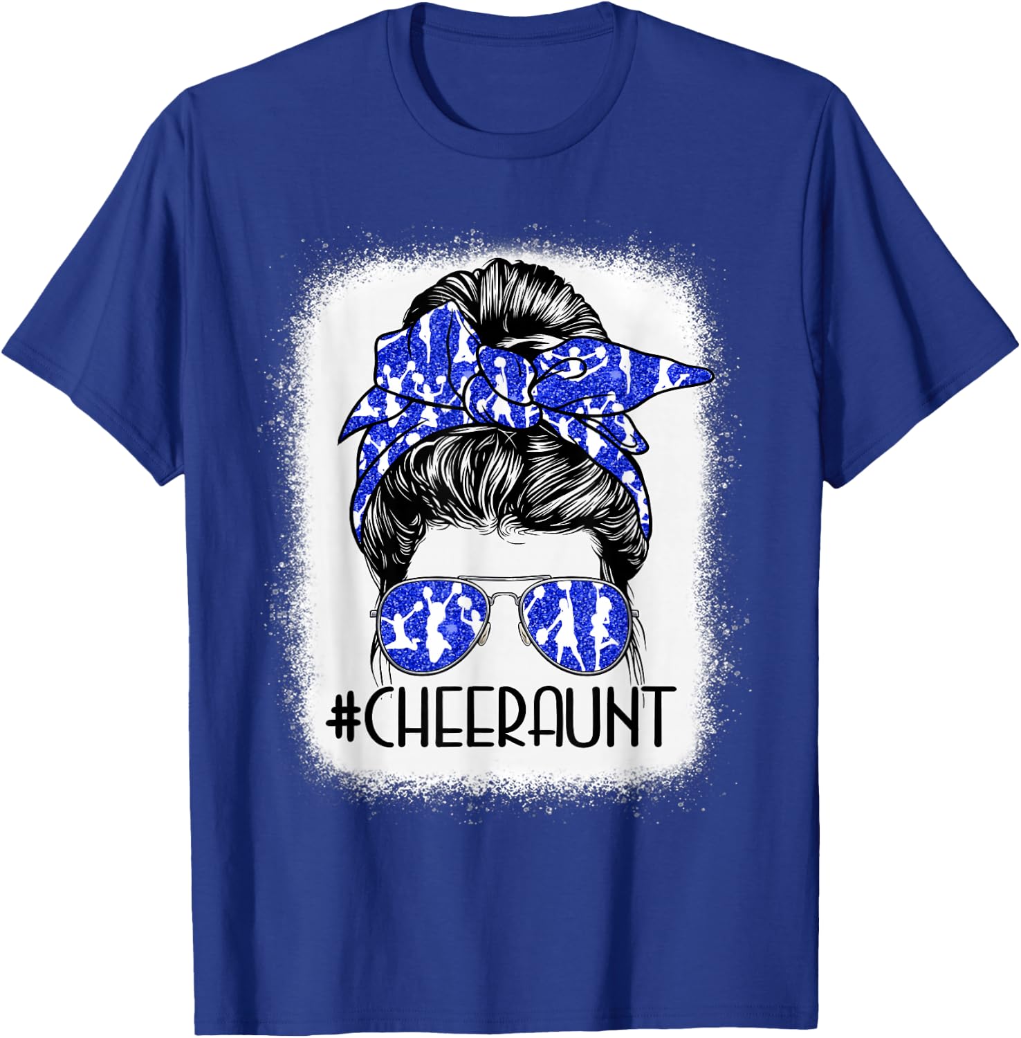 Messy Bun Cheer Aunt Cheerleader Mom Mothers Day Women T-Shirt - T-Shirt | Royal