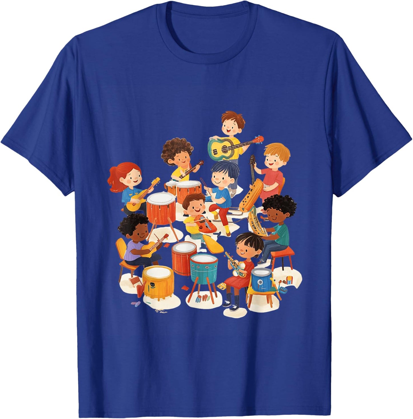 Kids Playing Instruments Music Education T-Shirt - T-Shirt | Royal