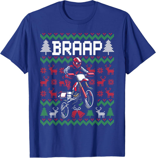Christmas Motorcycle Motocross Braap Dirt Bike T-Shirt - T-Shirt | Royal