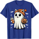 Cute Cat Ghost Iced Coffee Funny Ghost Halloween Ice Coffee T-Shirt - T-Shirt | Royal