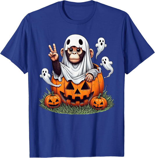 Funny Monkey Ghost Boo Halloween Monkey Kids T-Shirt - T-Shirt | Royal