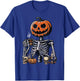 Skeleton Pumpkin Coffee Drinking Funny Halloween Costume T-Shirt - T-Shirt | Royal