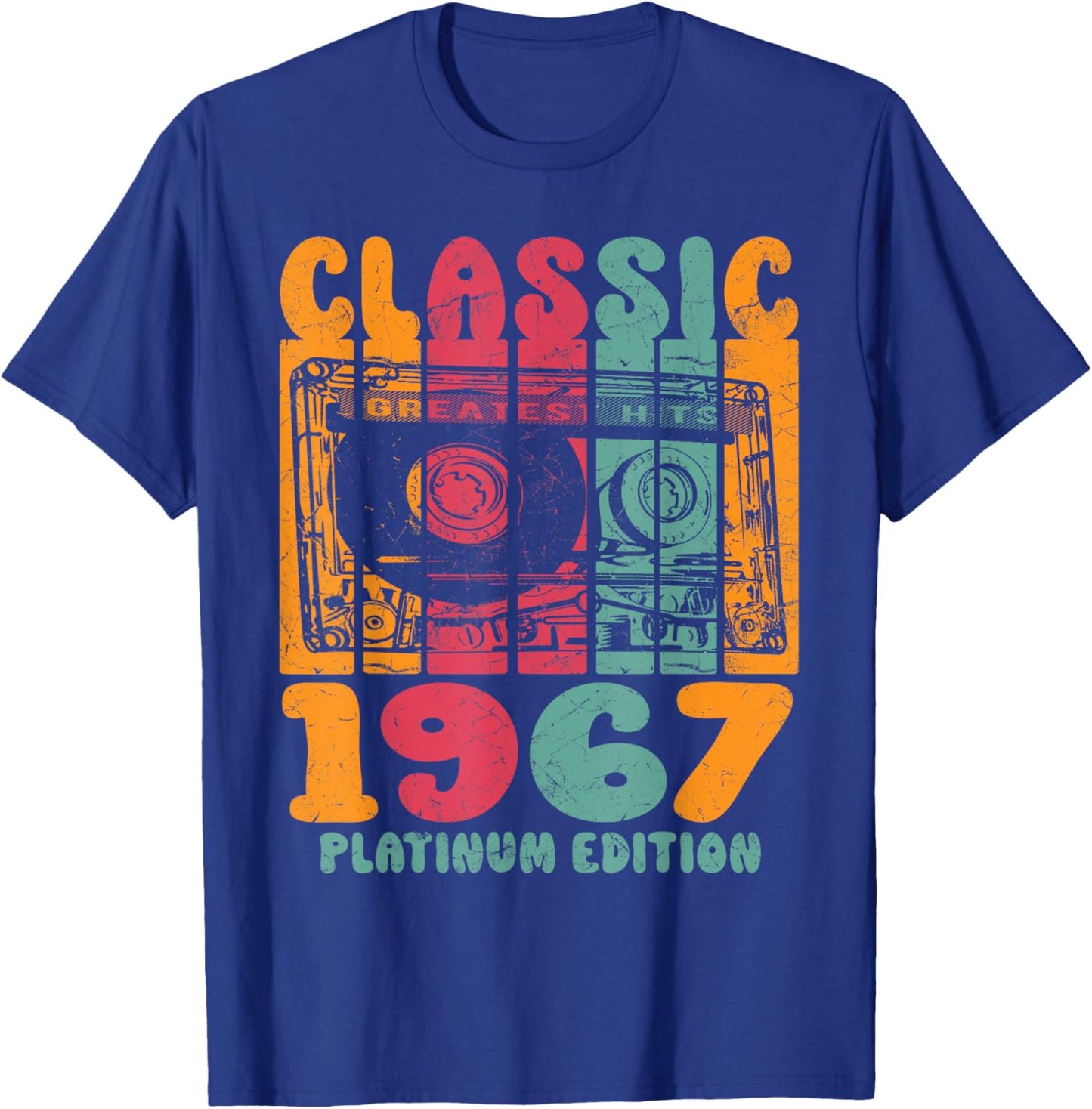 Born In 1967, Retro Mix Tape Platinum Edition 1967 Birthday T-Shirt - T-Shirt | Royal