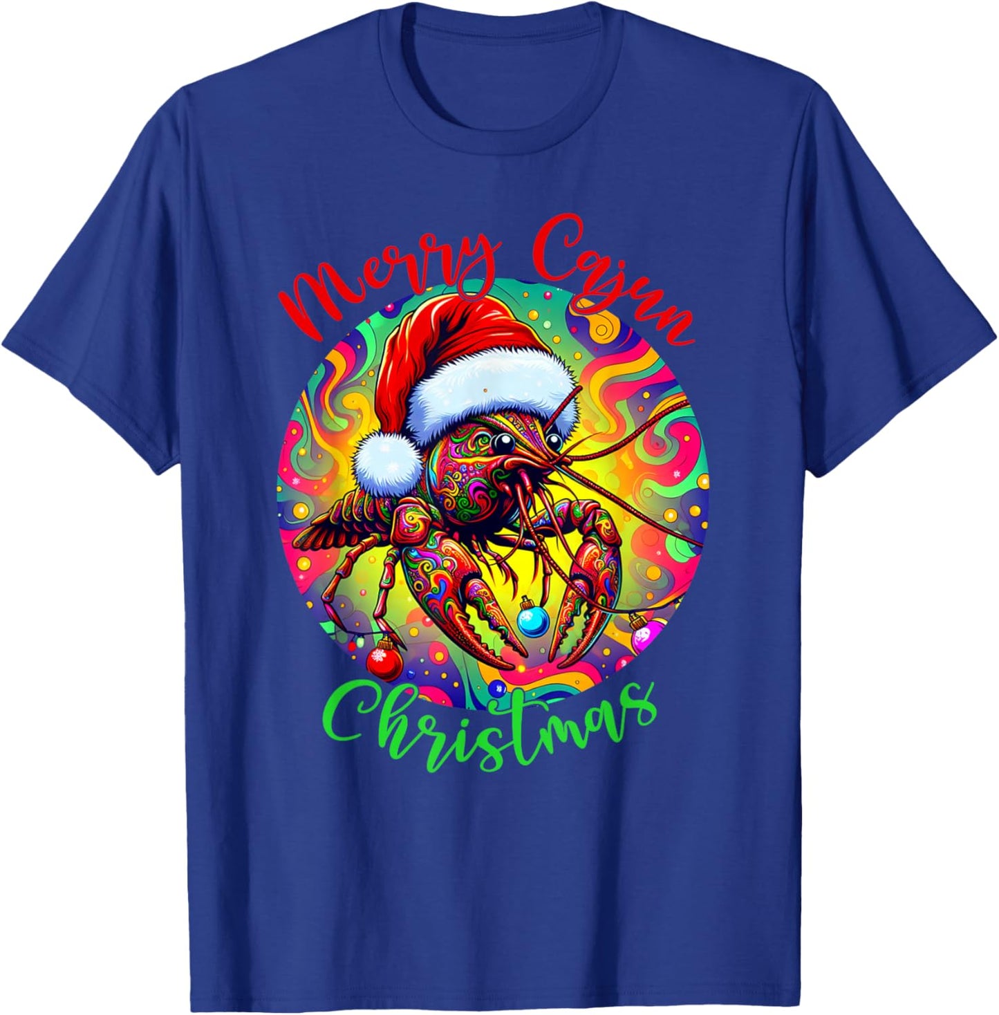 Merry Cajun Christmas Crawfish Santa Claus T-Shirt - T-Shirt | Royal
