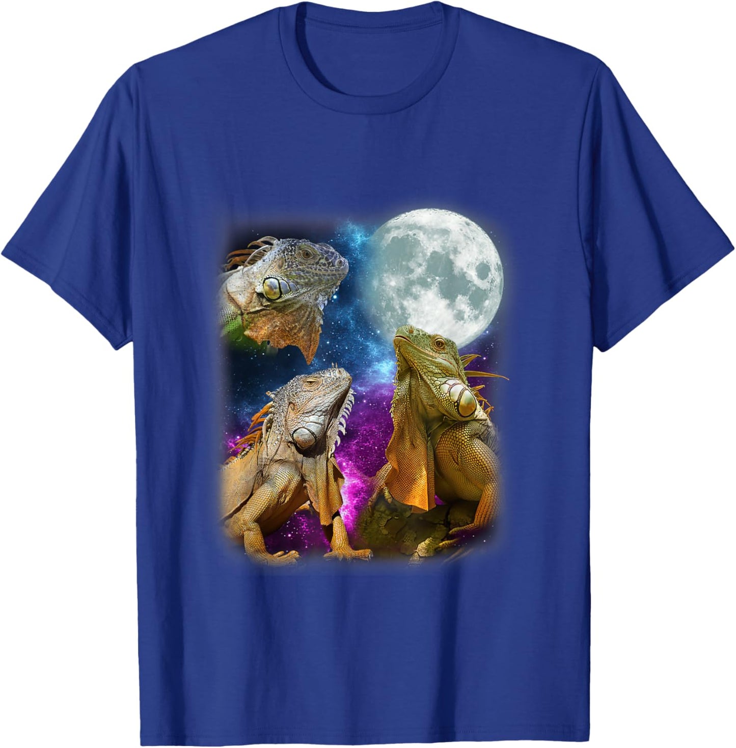 Three Iguanas Howling At The Moon Funny Lover Animals T-Shirt - T-Shirt | Royal