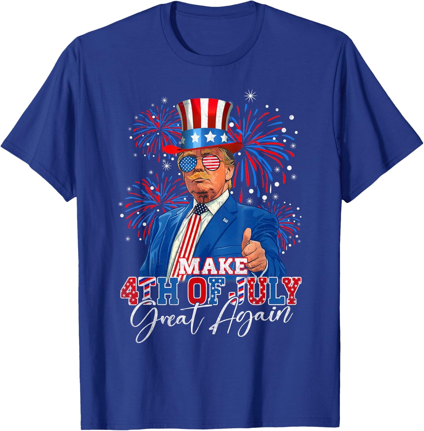 Make 4th of July Great Again Patriotic Firework Donald Trump T-Shirt - T-Shirt | Royal