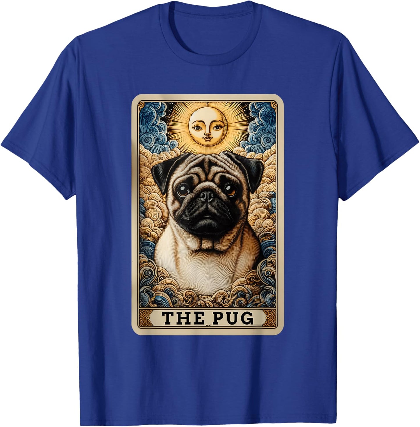 The Pug Tarot Card Dog Pug Dogs -Adult , Black, Small, Short Sleeve, Cartoon Dog Theme, Casual, Playful T-Shirt - T-Shirt | Royal
