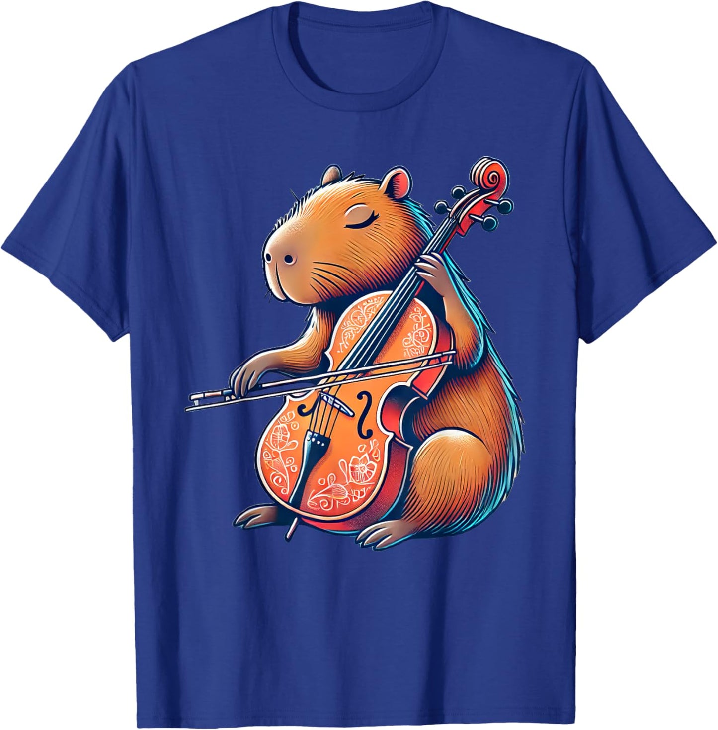 Cute Capybara Playing Cello Capybaras Musician Music T-Shirt - T-Shirt | Royal