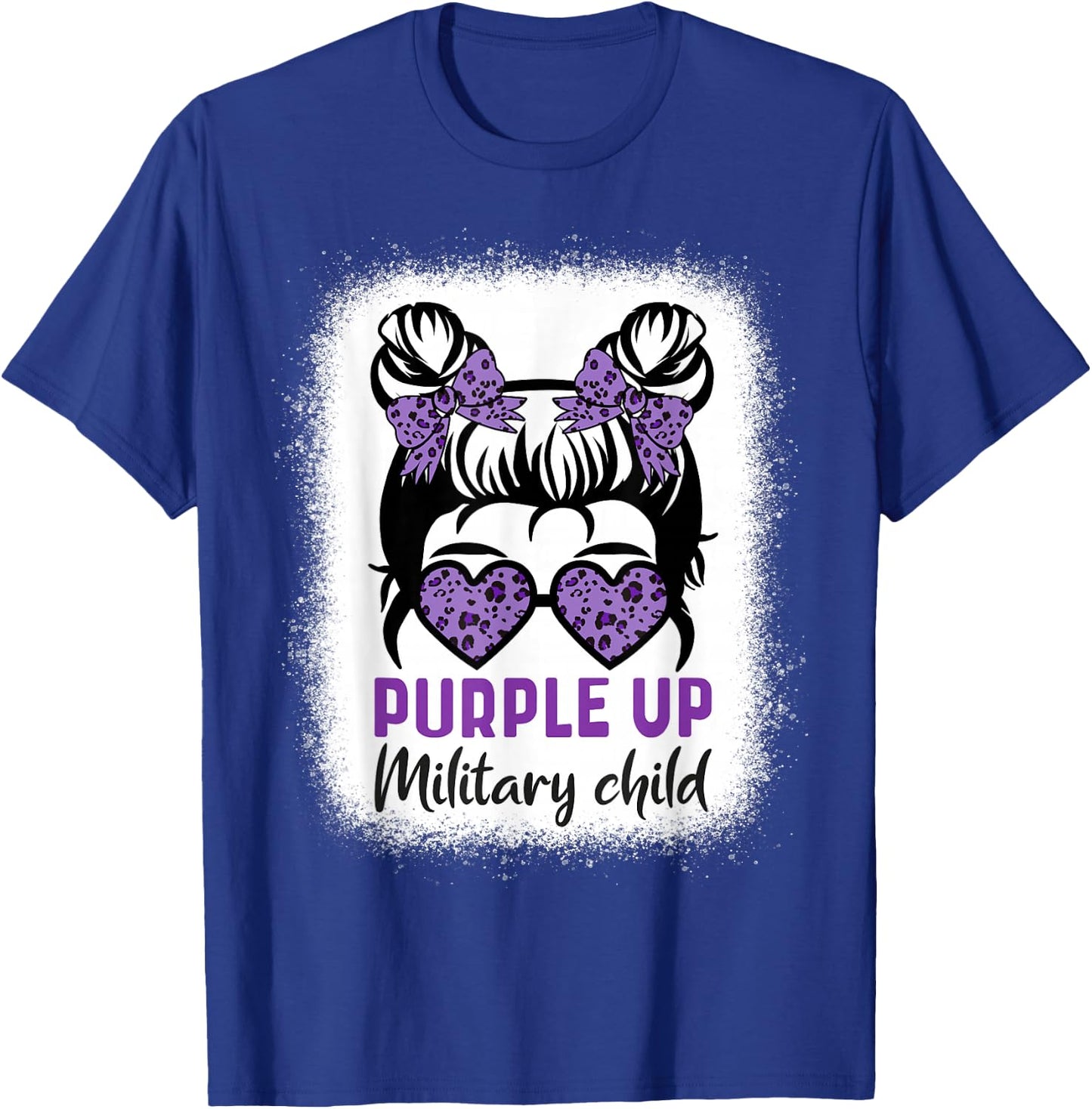 Purple Up For Military Kids - Month Military Child Messy Bun T-Shirt - T-Shirt | Royal