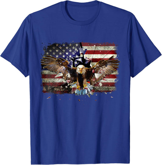 American Bald Eagle USA Flag Patriotic Eagle 4th of July T-Shirt - T-Shirt | Royal